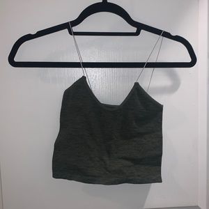 Free People Skinny Strap Seamless Top - XS/S - Olive green heathered with black